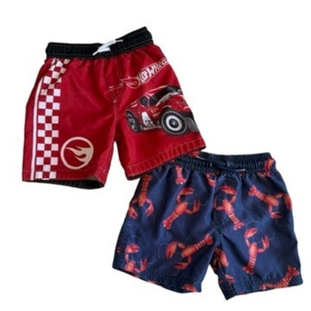Hot Wheels Swim Trunk Bundle Red Racing Navy Lobster Boys 3T